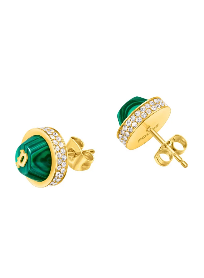 Police Gold/Green Beaming Pendant Necklace & Stud Earrings Gift Set for Women for Women | Best Price UAE